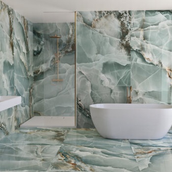 Onyx Turquoise Pulido 260x120 cm. Pavimento Onyx Turquoise  Pulido 120x120 cm