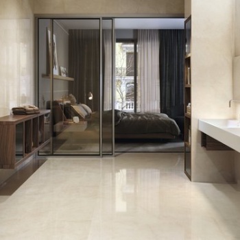 Cream Chamber pulido 60x120 cm. Cream Chamber pulido 120x120 cm.