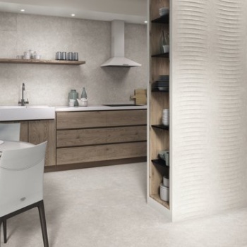 Arkesia Ash 30 x 90 cm. Look Arkesia Moon 30 x 90 cm. Pavimento Arkesia Ash 60x 60 cm.