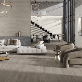 Bamboo Vermont Earth 30x90 cm. Concept Black 30x90 cm.  Belstone Grey 60x120 cm. Pavimento Vermont Earth 20x120 cm.