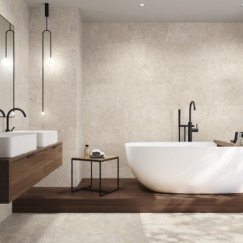 Stoneland Ivory 30 x 60 cm.  Pavimento Stoneland Ivory 60 x 60 cm.