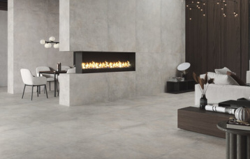 Revestimiento Village Soft Cendre 120x280. Pavimento Village Soft Cendre 120x120.