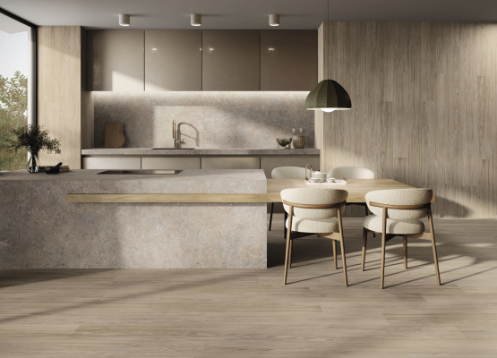 Salerno Bronzo Natural 280 x 120 cm Pavimento Ferreire Quercia 20 x 120 cm