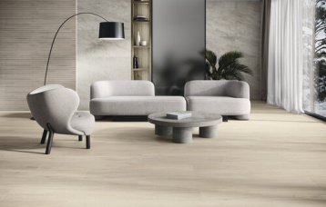 Bamboo Vermont Earth 30x90 cm. Astra Pearl 60x120 cm. Pavimento Vermont Maple 26x160 cm.