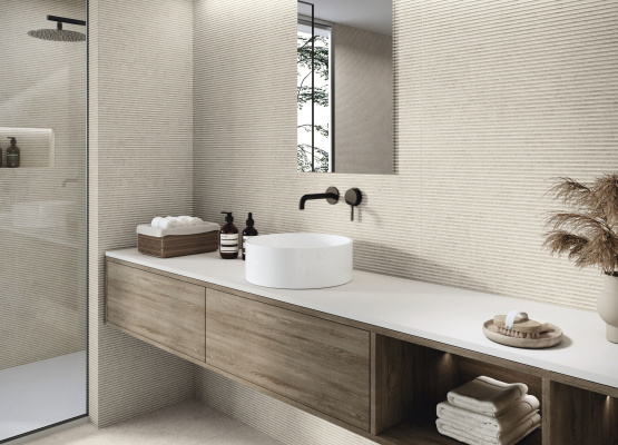 Landart Lineal Ivory 30x90 cm. Pavimento Landart  IVORY 60x60 cm.