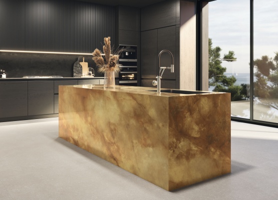 Sunset 120x280 cm. Pavimento Brera Nut 120x120 cm.