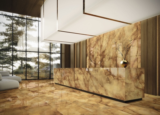 Revestimiento Sunset Pulido 120x280 cm. Pavimento Sunset Pulido 60x120 cm.