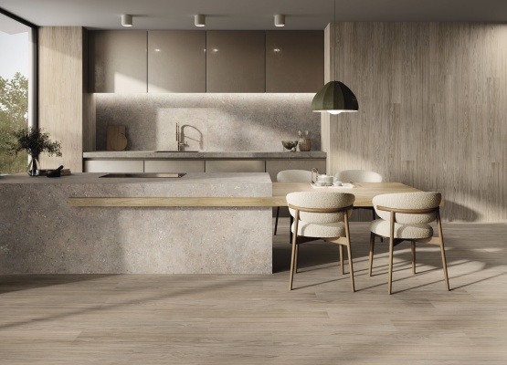 Salerno Bronzo Natural 280 x 120 cm Pavimento Ferreire Quercia 20 x 120 cm